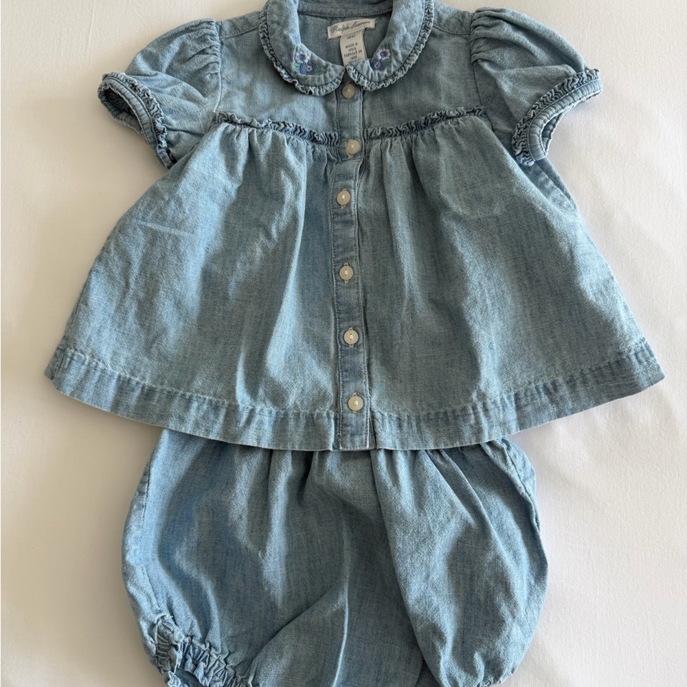 Ralph Lauren Denim Blue Baby Dress Set